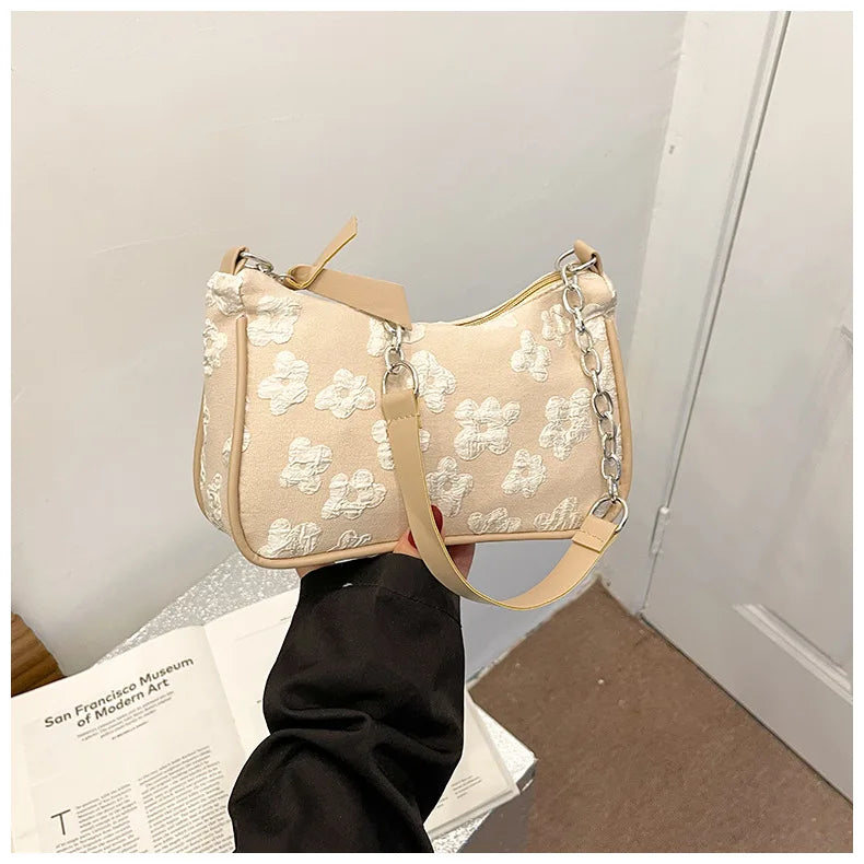 Fashion Felt Shoulder Bags for Women Small Casual Underarm Bag Female Hand Crossbody Bags for Women