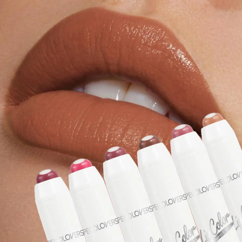 2-in-1 Nude Lipstick Matte Red Lip Balm Moisturizing 6 Colors Sandwich Lipstick Waterproof Long Lasting Non-stick Cup Lip Stick