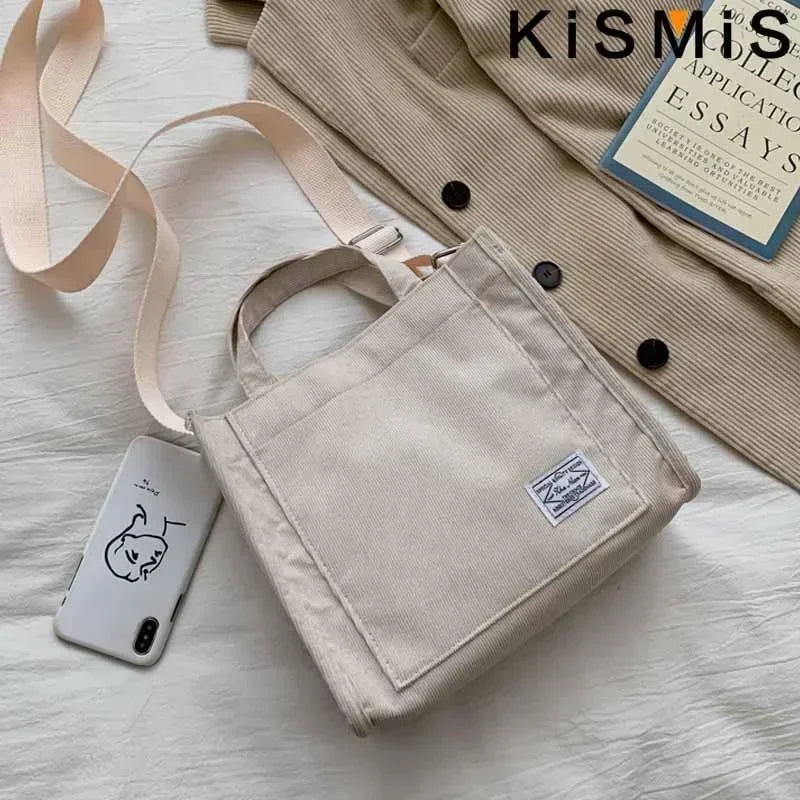 Velvet Corduroy Shoulder Bag Ladies Large Capacity Crossbody Tote Multi-Pocket Versatile Daily Fashion Purse Adjustable Strap