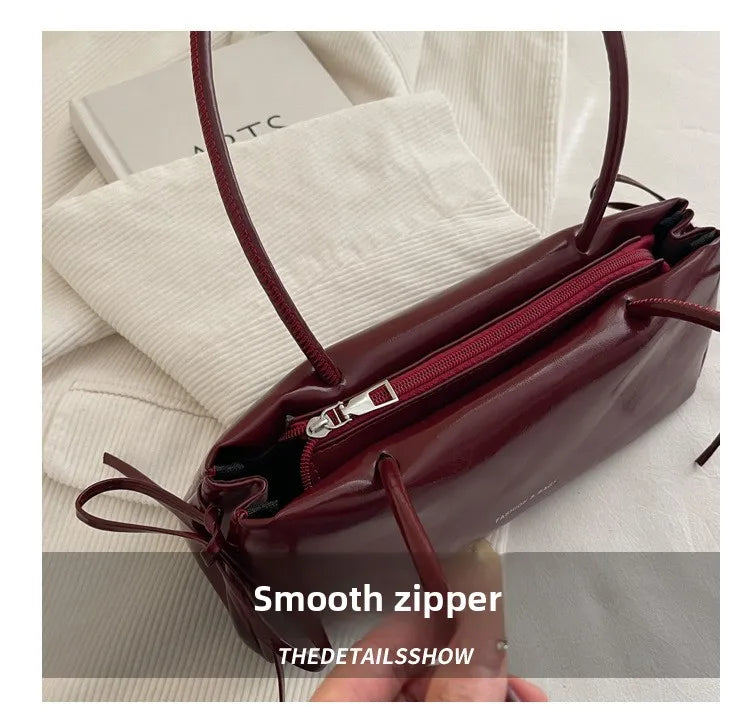French Elegant Square Bag Korean Bow Decoration Pu High-quality Bag Niche Simple Ballet Style Shoulder Bag New Casual Women Bags
