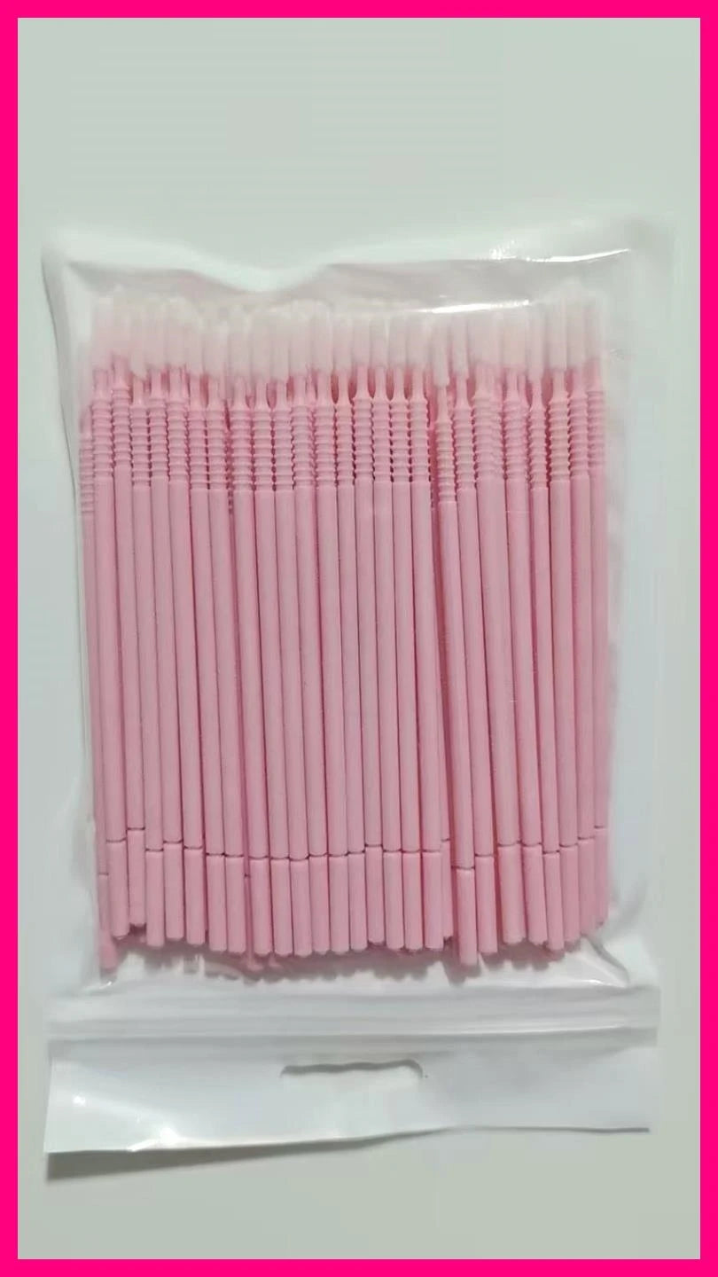 Wholesale 100pcs Long Head Bendable Micro Brushes Lash Extensions Eyelash Glue Cleaning Brush for Eyelashes