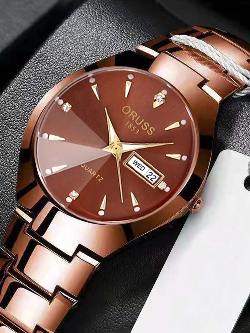 ORUSS Couple Watch Waterproof Casual Fashion Women Men Quartz Watches Ladies Stainless Date Week Men Clock Lover's Date Gift