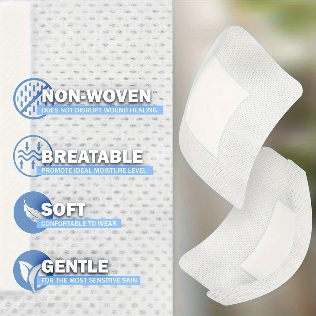 50pcs Large Size Hypoallergenic Non-woven Medical Adhesive Wound Dressing Band Aid Bandage Large Wound First Aid 6*7cm