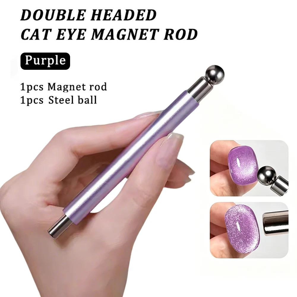 1/2Pcs Cat Eye Magnetic Set Ball With Nail Magnetic Stick Tool Set Double-head Strong Magnet Pen 3D Cat Eye Gel Nail Supplies