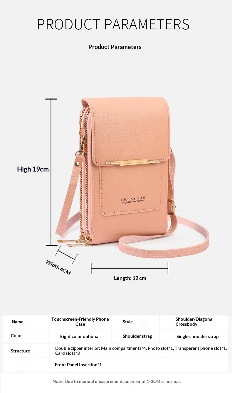 Homefish Women Touchscreen PU Leather Crossbody Mobile Phone Bag Multi Card Holder Mini Wallet For Daily Travel Outdoor Use