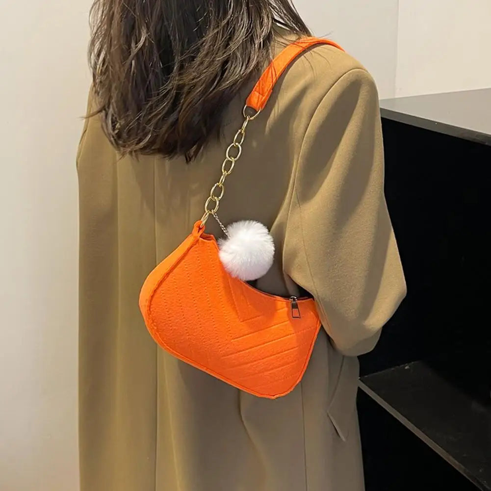 Mini Women Shoulder Bags Fashion Felt Women's Bag Advanced Design Underarm Handbags Mini Saddle Bag