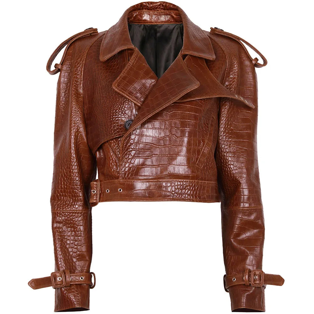 YOLOAgain Women's Real Leather Jacket Sheepskin Coat