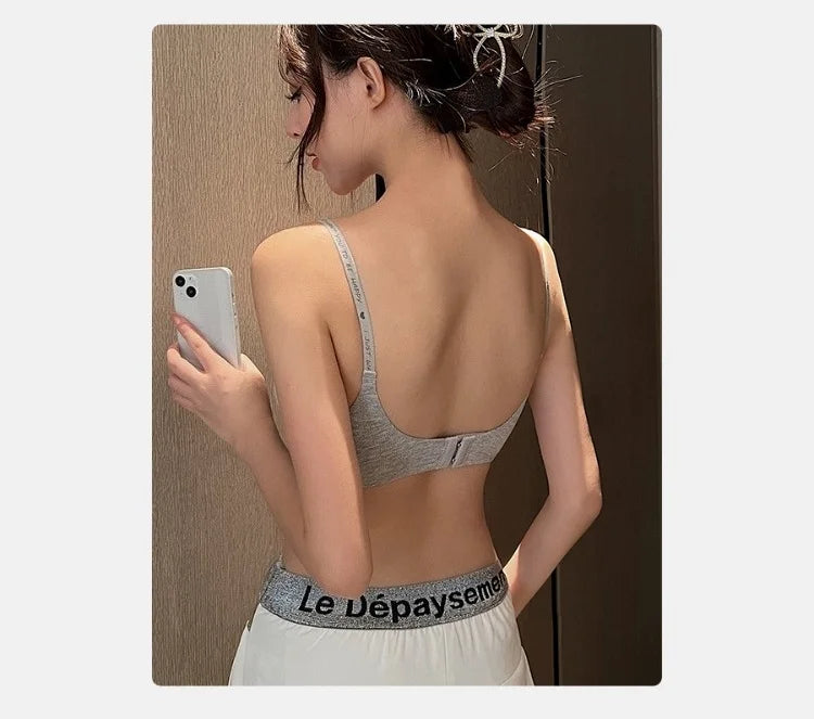 Women Sexy Seamless Bras Deep V Neck Bralette Lingerie Letter Strap Tops Push Up Underwear Wireless Brassiere For Female Bra