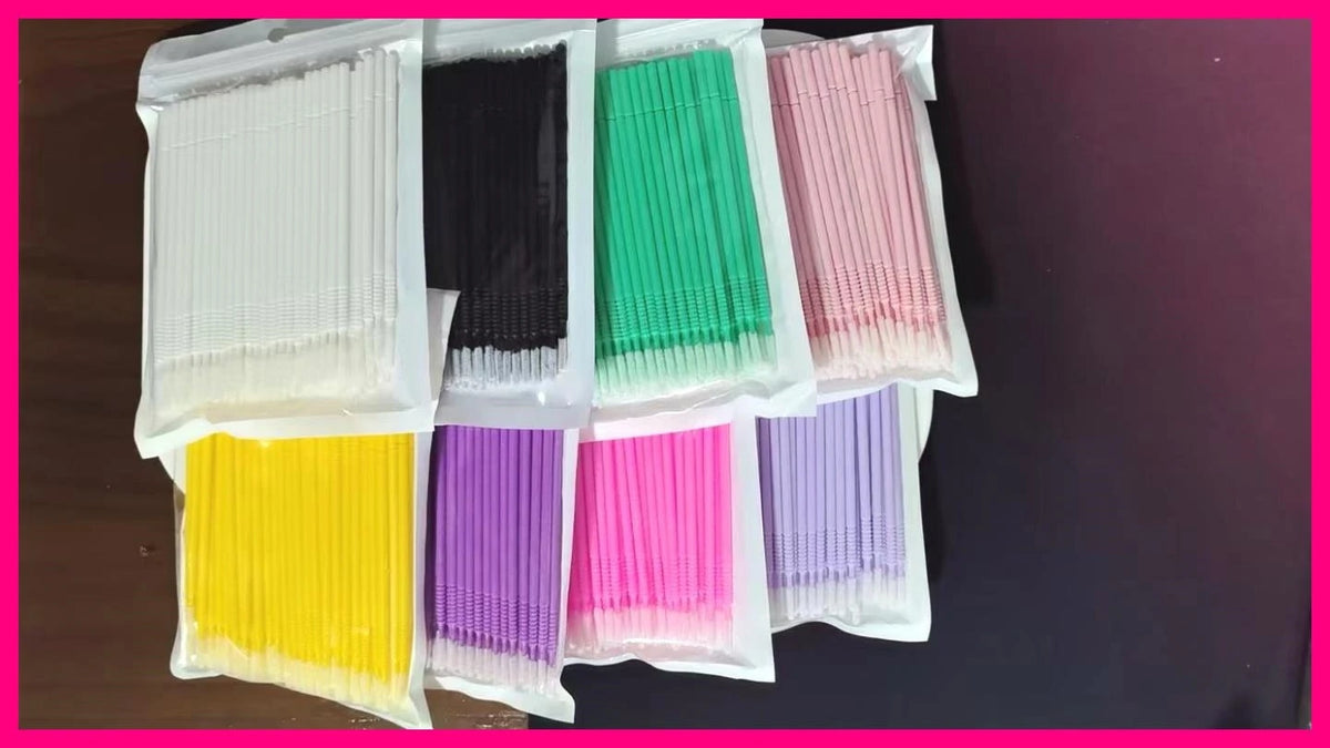 Wholesale 100pcs Long Head Bendable Micro Brushes Lash Extensions Eyelash Glue Cleaning Brush for Eyelashes