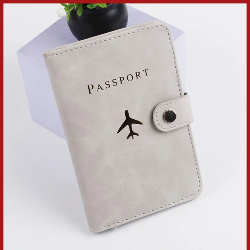 RFID Blocking Waterproof Leather Passport Holder Travel Credit Card Wallet Passport Book for Women Men Buckle Passport Cover