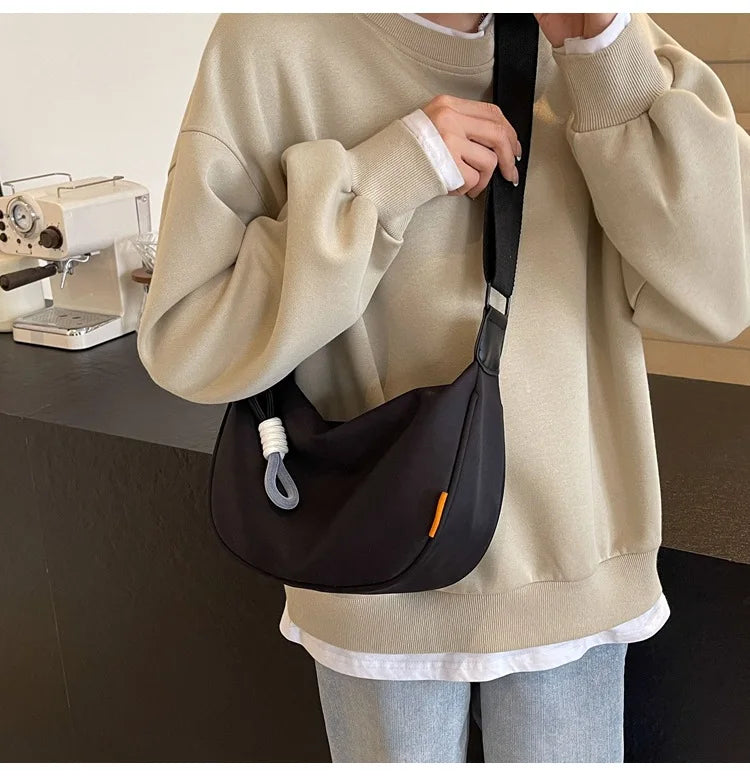 New Fashion Crossbody Bag Simple Wide Shoulder Strap Design Single Shoulder Bag Original Style Commuting Dumpling Women Bag