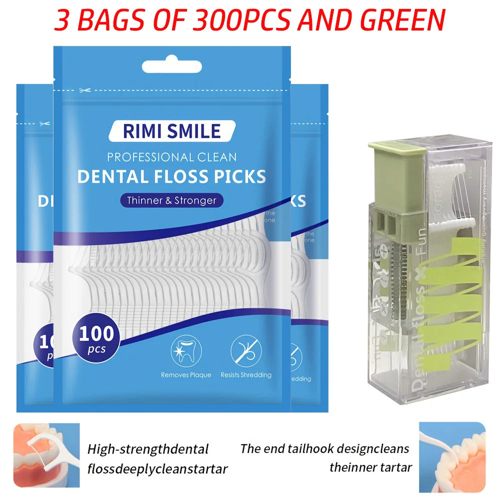 (Affordable) 50/100/300 PCS-RIMI Smile Floss - Comes with Automatic Floss Box - Convenient to Carry When Going Out