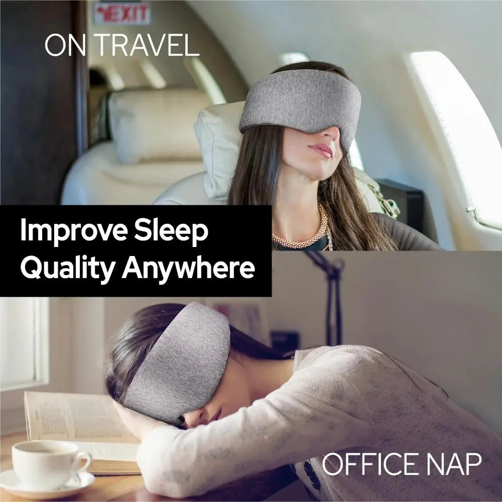 Sleep Mask for Men Women,100% Cotton Sleep Eye Mask with Fully Adjustable Strap, 100% Light Blocking Eye Mask for Sleeping, 0 Pressure Eye Covers for Travel Yoga Nap (Gray)