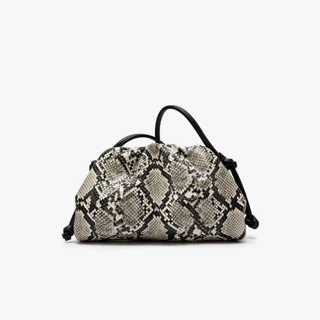 Ruched Serpentine Dumpling Bags for Women Pouch Handbag Cloud Clutch Snake Pattern Shoulder Crossbody Bag Luxury Designer Bag