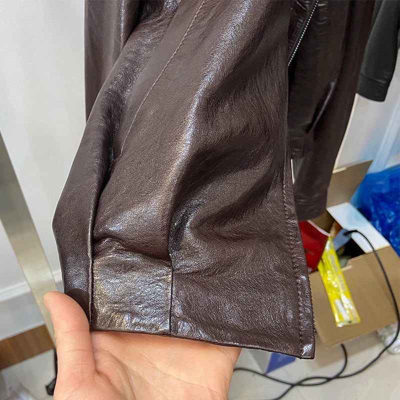 Women Spring Black Genuine Sheepskin Leather Short Jacket Coat Autumn Real Leather Jacket