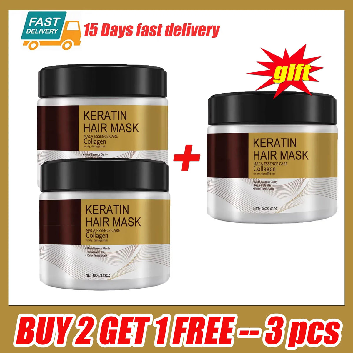 Keratin Care Hair Mask Deep Nourishing Moisturizing Repair Dry Frizz Damaged Conditioner Smoothing Hair Long-Lasting Shine Care