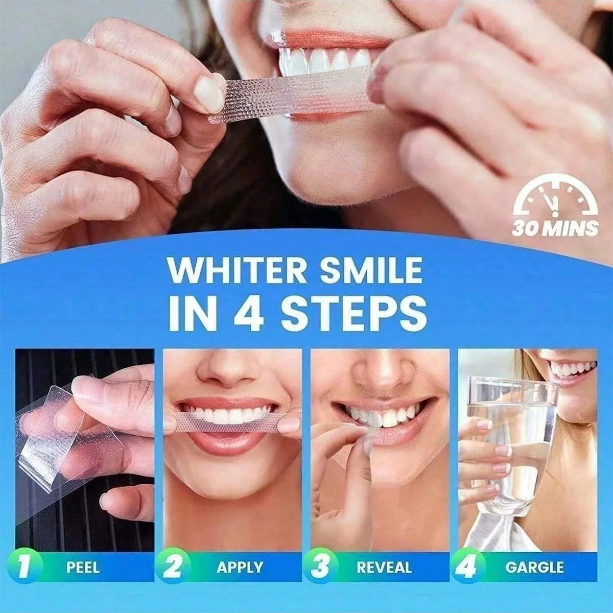[5D] 28 Days Teeth Whitening Strips Whitener Strips Effective Teeth Whitener Helps Remove Smoking / Coffee / Soda / Wine Stain