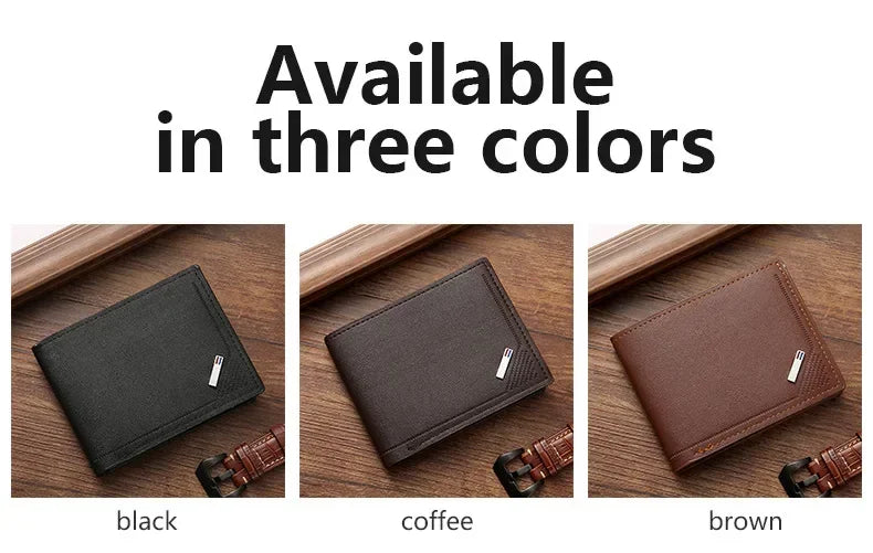 Men's Leather Short Wallet Thin Wallet Foldable Minimalist Soft Leather Wallet