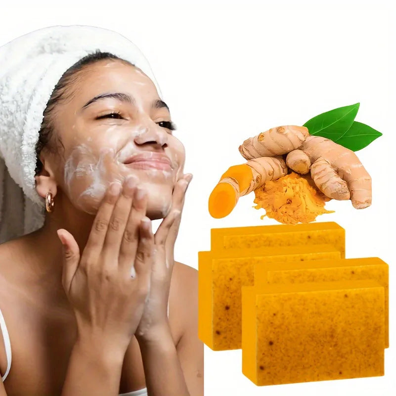 1/2/4/6Pcs Turmeric Kojic Acid Handmade Soap Scrub for Exfoliation, Moisturizing, Deep Cleansing, Spot Removal, Acne Removal