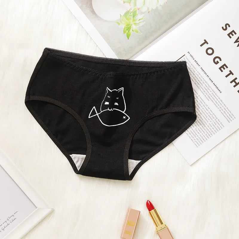 5Pcs/set Cotton Cartoon Cute Panties Girls' Short Underwear For Women Ladies Pantys Female Soft Underpants Sexy Lingerie M-XL