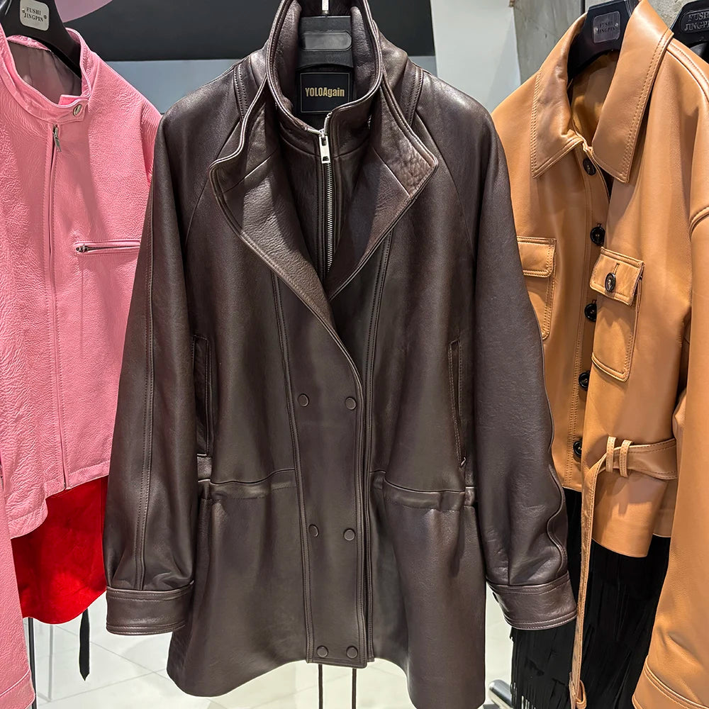 YOLOAgain 2025 Autumn Oversized Leather Jacket Coat Women High Quality Suede Jacket