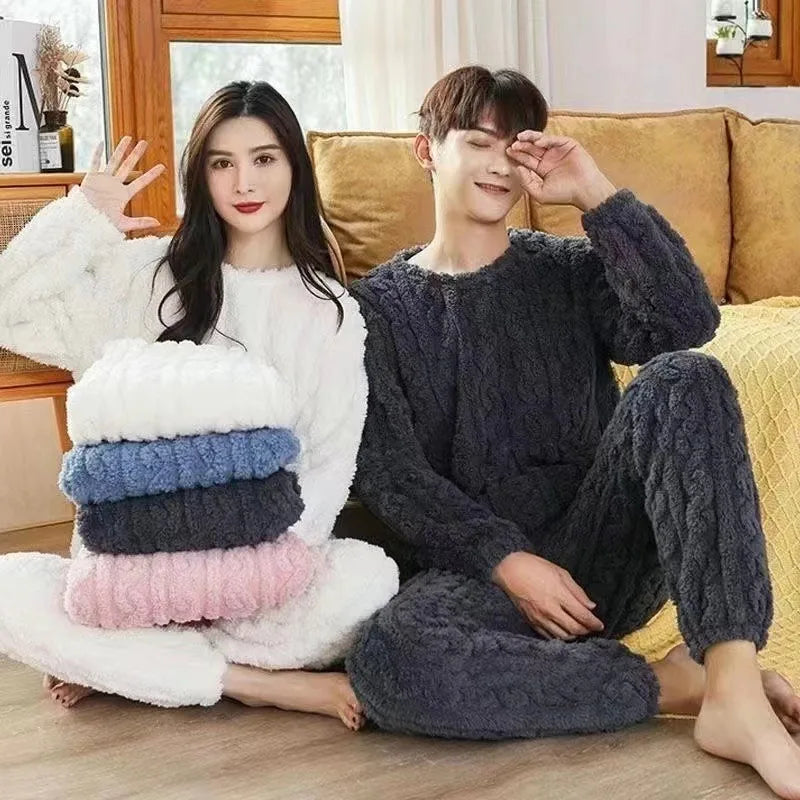 Autumn Ladies Plush Fluffy Cozy Tracksuit Relax Loose Home Loungewear Suit For Weekend Rest Xmas Eve Casual Household Wear