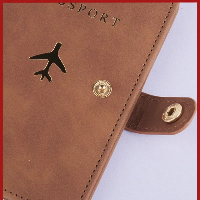RFID Blocking Waterproof Leather Passport Holder Travel Credit Card Wallet Passport Book for Women Men Buckle Passport Cover
