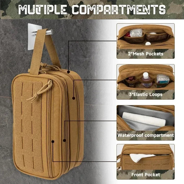 Tactical Travel Toiletry Bag For Men Women Outdoor Hygiene Organizer Bag Molle Attachment Tool Pouches Hanging Small Dopp Kit Mens Shaving Kit Shower Bag For Camping Fishing Hiking Gym Multi Purpose Outdoor Wash Gear Storage