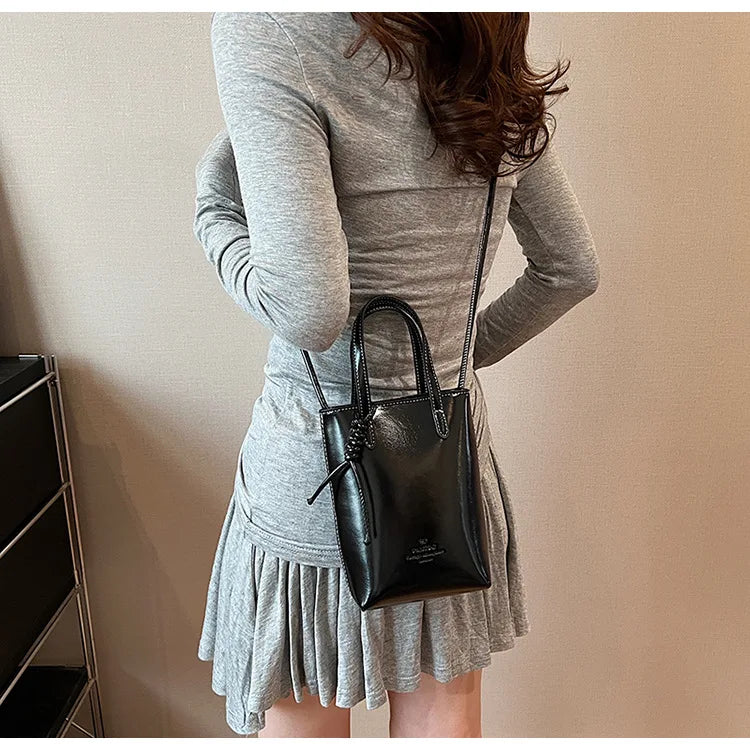 PU Leather Mini Crossbody Bag for Women 2025 New Korean Fashion Luxury Shoulder Bags Female Simple Retro Handbags and Purses