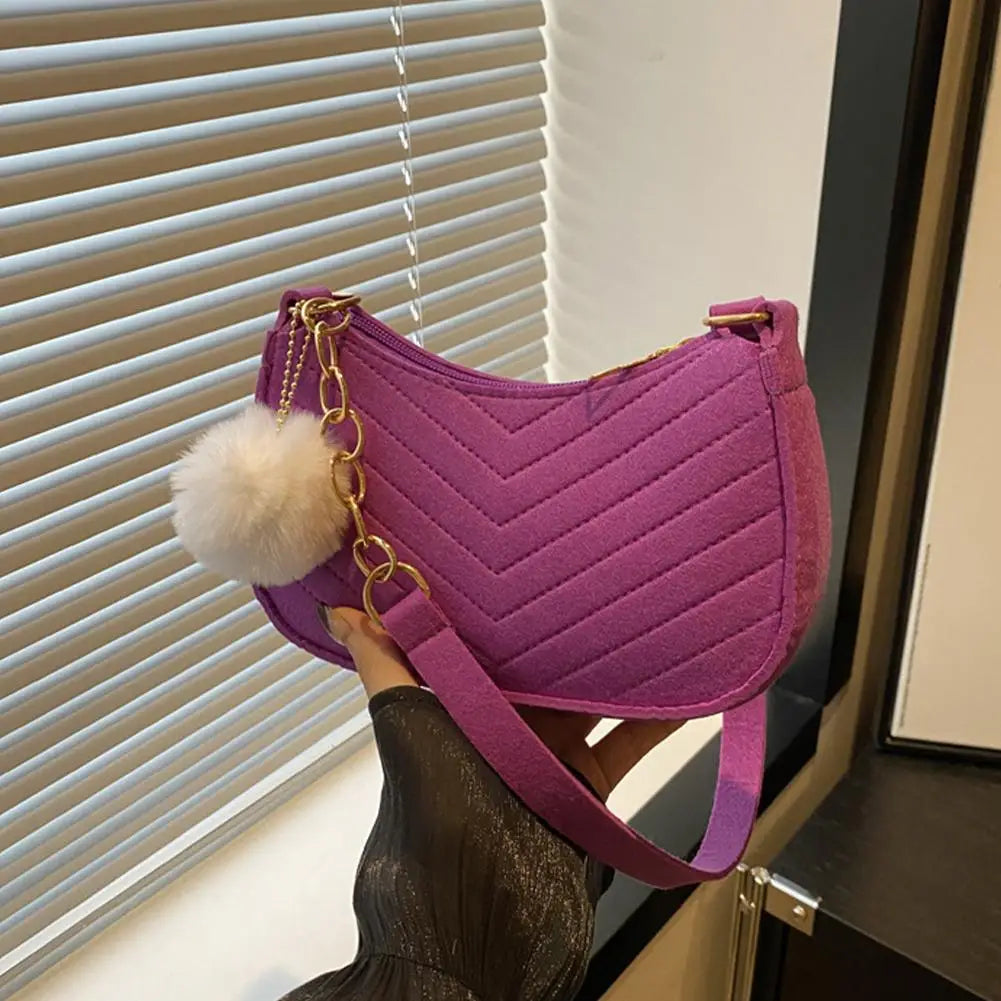 Mini Women Shoulder Bags Fashion Felt Women's Bag Advanced Design Underarm Handbags Mini Saddle Bag
