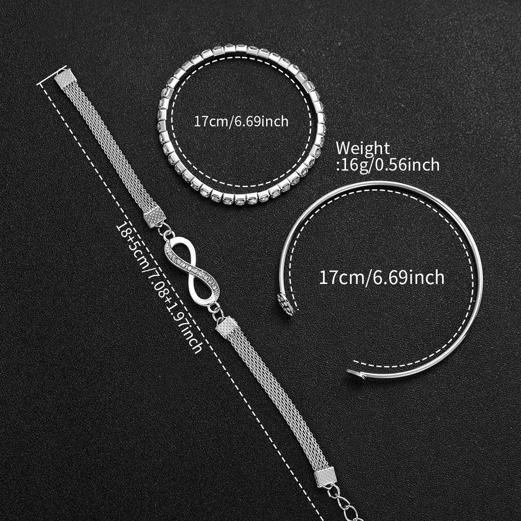 4PCS/Set Fashion Rhinestone Women Watches Luxury Steel Band Ladies Quartz Watch Bracelets Set Reloj Mujer（Without Box）