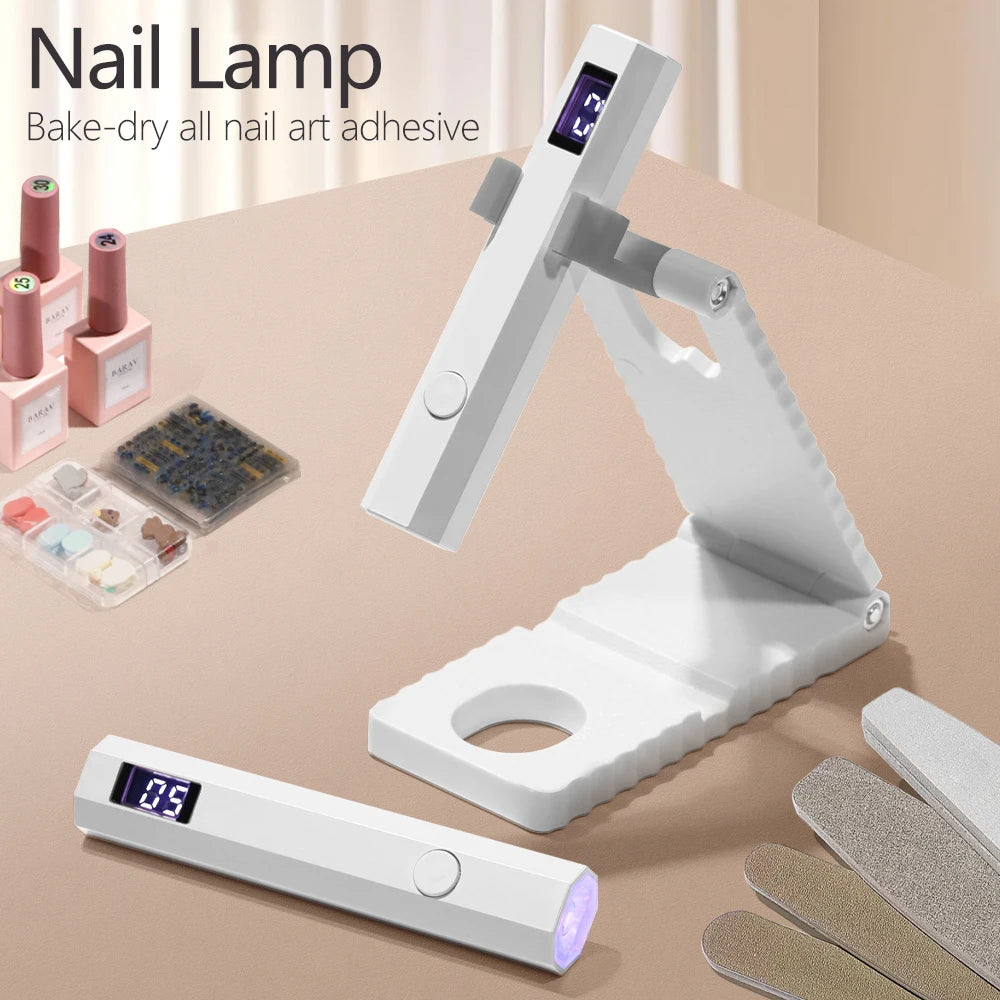 YIKOOLIN Portable Rechargeable UV LED Nail Dryer Mini Gel Polish Curing Lamp 2 Timing Modes USB Charging Manicure Tool Home Use