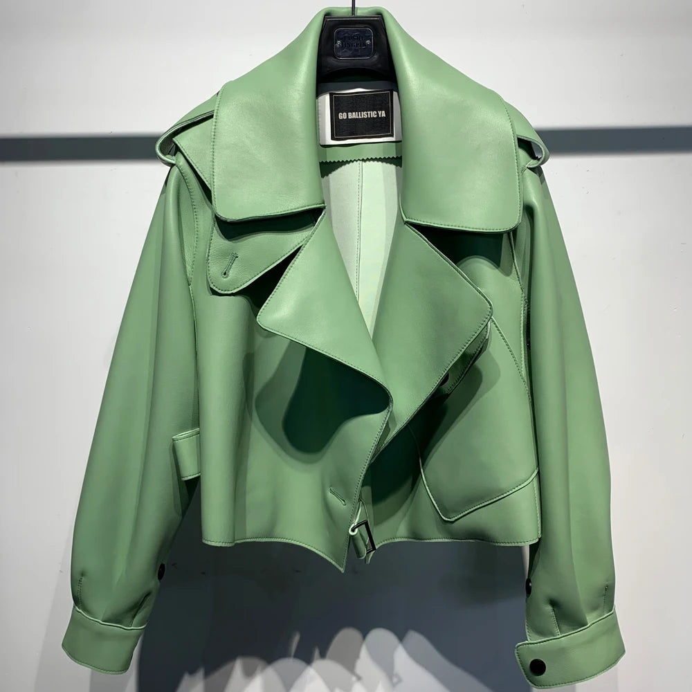 Lady Jacket Real Sheepskin Blouse Coat Women Spring and Autumn Casual Outwear 2979