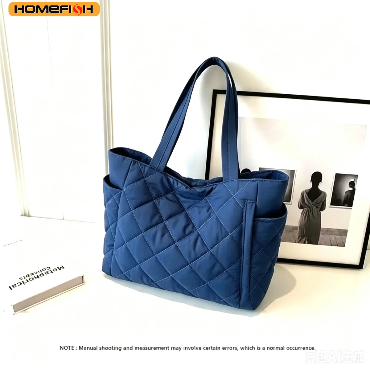 HOMEFISH Rectangular Large Capacity Single Shoulder Bag for Commuting To Work Tote Bag in Korean Style Casual Handle Bag