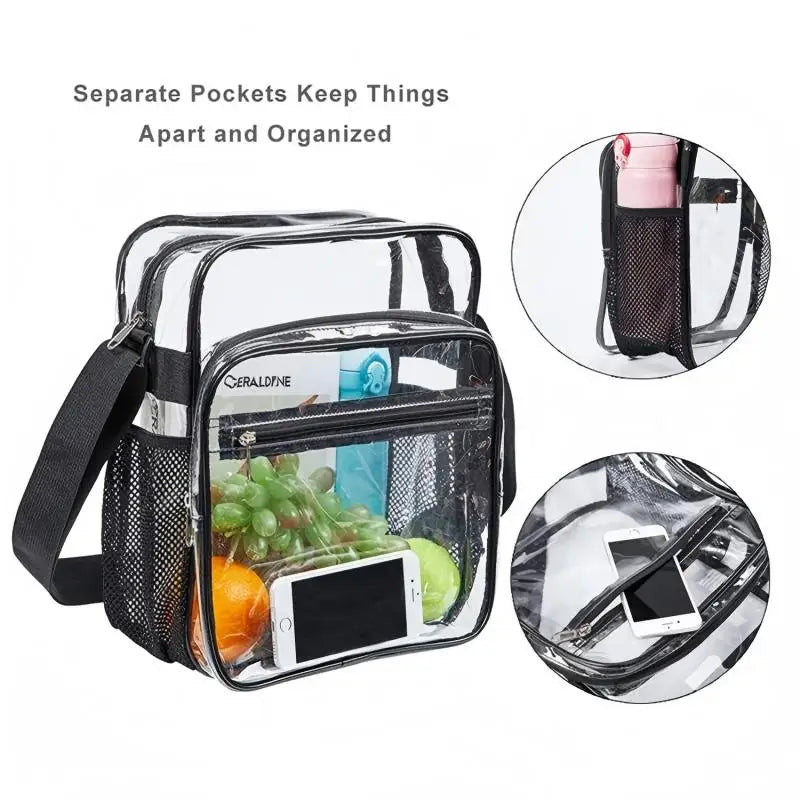 2026 Women Transparent PVC Crossbody Bag Waterproof Light Mesh Strap Fits Phone 9.7 Inch iPad Umbrella