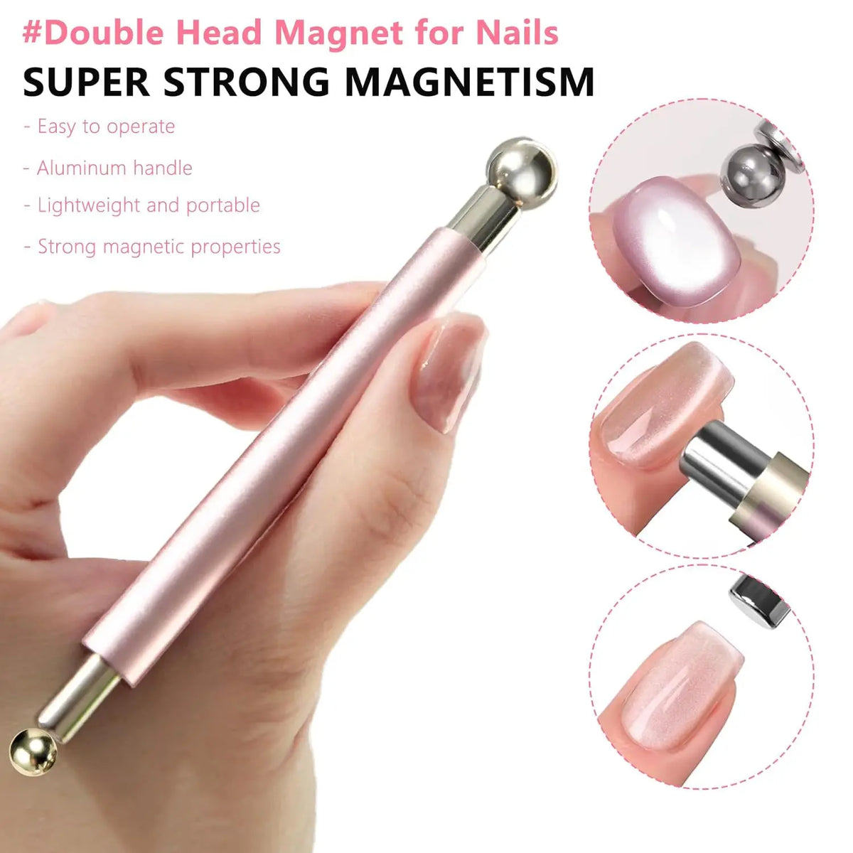 1/2Pcs Cat Eye Magnetic Set Ball With Nail Magnetic Stick Tool Set Double-head Strong Magnet Pen 3D Cat Eye Gel Nail Supplies