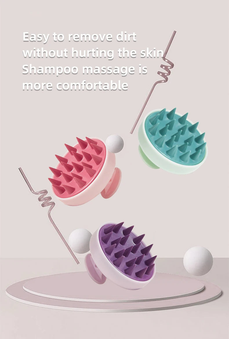 Silicone Shampoo Scalp Hair Massager Head Body Scalp Massage Brush Scalp Massage Brush Comb Magic Handle Brush Spa Massage Brush