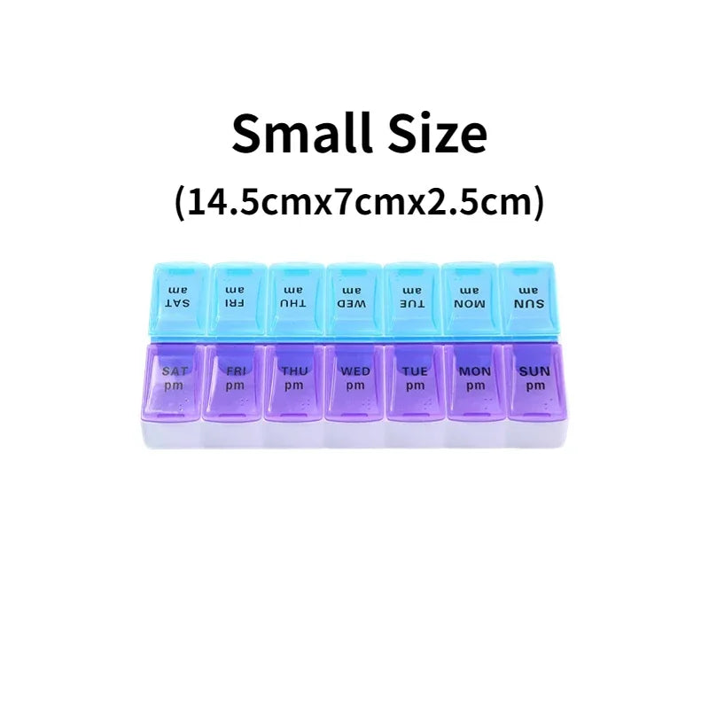 Portable Travel Pocket Size Weekly 14 Grids Pill Organizer Medicine Storage Container For Vitamin Tablets Daily Supplement Accessory