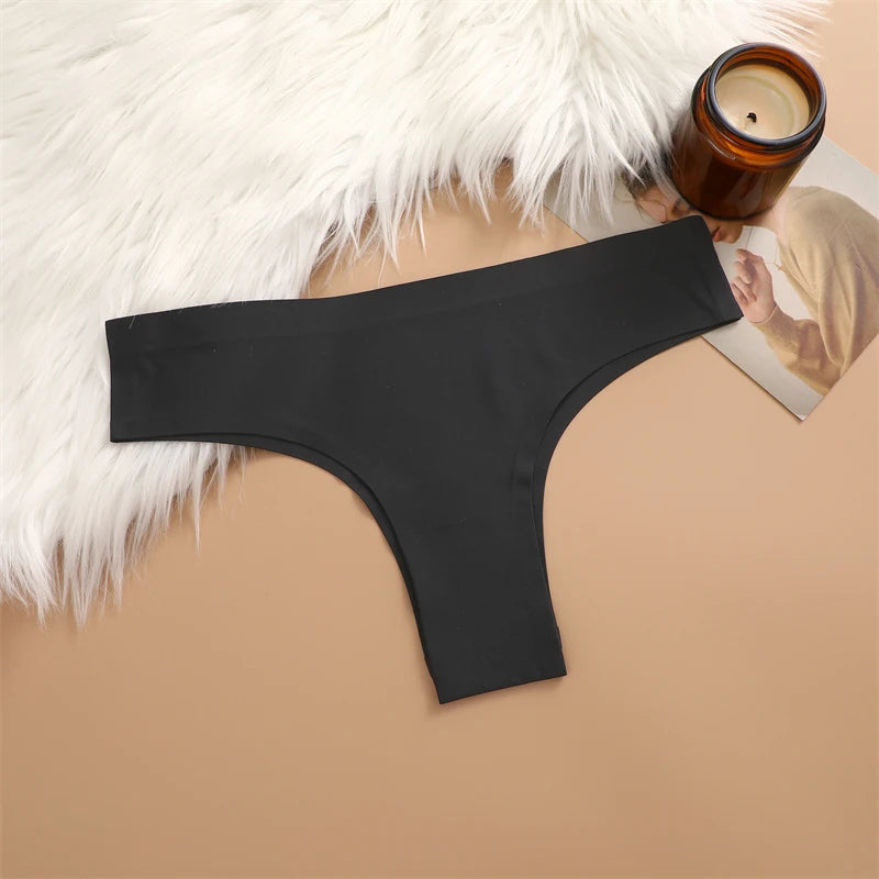 3PCS Seamless Maillard Panties Ultra-thin Brazilian panties Women Ice Silk Underwear Sexy Panty Low Waist G-string Female Solid