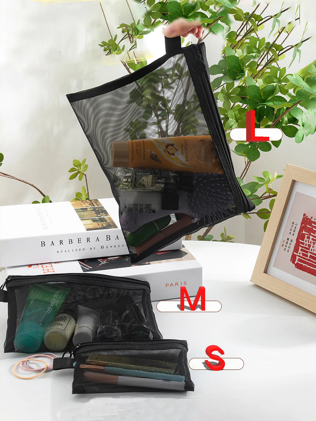 1/5/10pcs Mesh Clear Cosmetic Bags Women Black Makeup Bag Portable Travel Toiletry Organizer Case Lipstick Storage Pouch Gift
