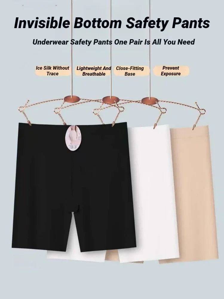 CHUANGERM Seamless High Waist Shorts Panties For Women Tummy Control Hip Lift Ice Silk Safety Pants Sports Underwear
