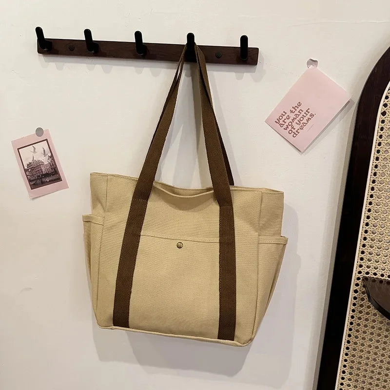 Versatile Forest Style Women'S Canvas Shoulder Bag Large Capacity Book Storage Student Bag For Classroom Travel Daily Use Durabl