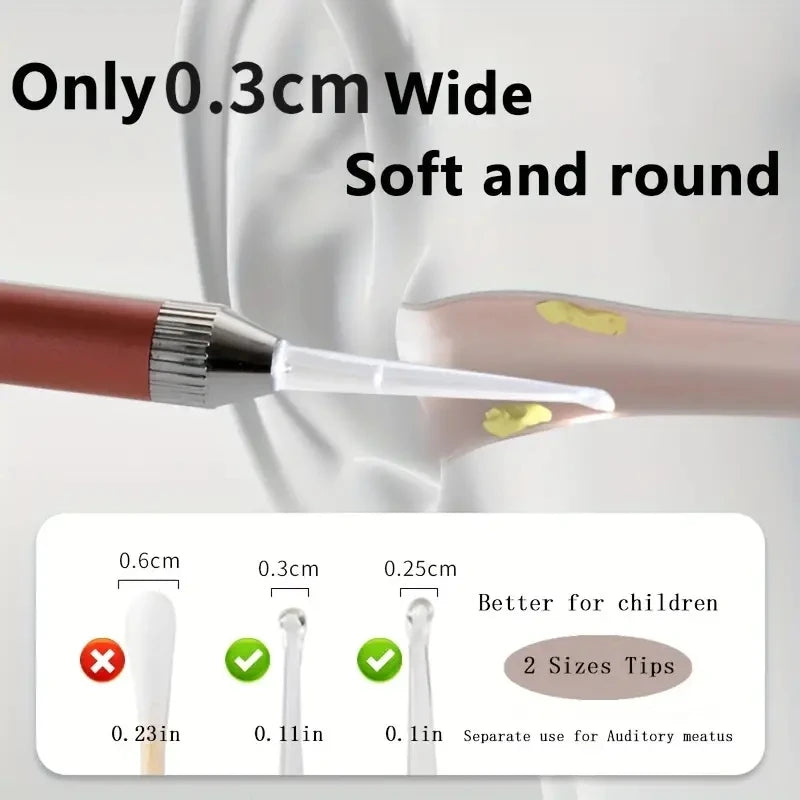 Stainless Steel Ear Scoop Light Visual Ear Cleaner Soft-Touch Ear Spoon Head Ear Cleaning Tool Set for Safe Home Use