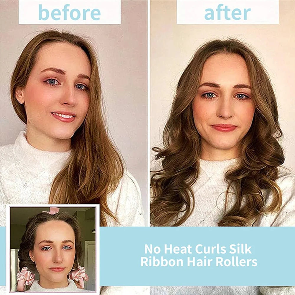 Heatless Curling Rod Headband No Heat Silk Curls Ribbon Hair Rollers Sleeping Soft Headband Lazy Hair Curlers Hair Styling Tools