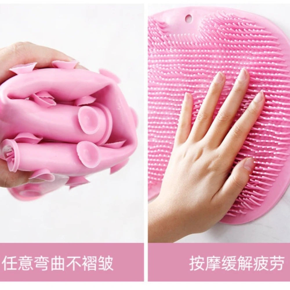 Shower Foot Scrubber Mat Back Washer Exfoliating Bath Wash Pad Wall Mounted Slip Suction Cups for Use in Cleaner Men and Women