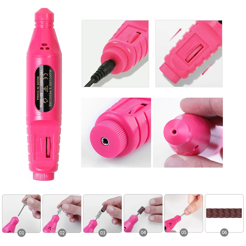 Electric Nail Drill Machine Set Pedicure Grinding Equipment Mill For Manicure Professional Strong Nail Polishing Tool