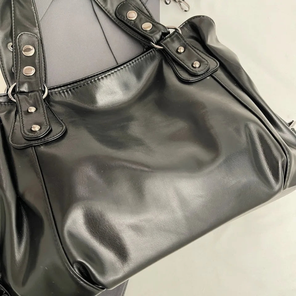 Retro Large Capacity PU Shoulder Bag for Women, Classic Solid Color Crossbody Tote Bag with Roomy Style