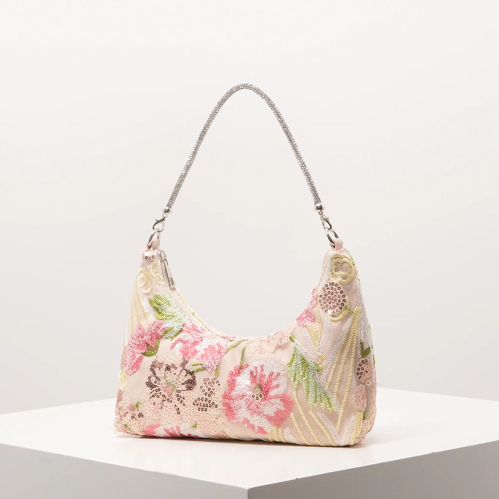 Shoulder Bag,Floral Pop,Sequin Bag,Embroidery,Gala Night,Party Outfits,Prom Bag,Wedding Items,Elegante,Valentine,Random Pattern