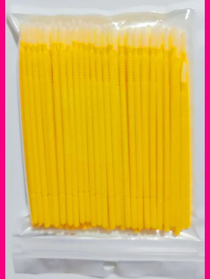 Wholesale 100pcs Long Head Bendable Micro Brushes Lash Extensions Eyelash Glue Cleaning Brush for Eyelashes