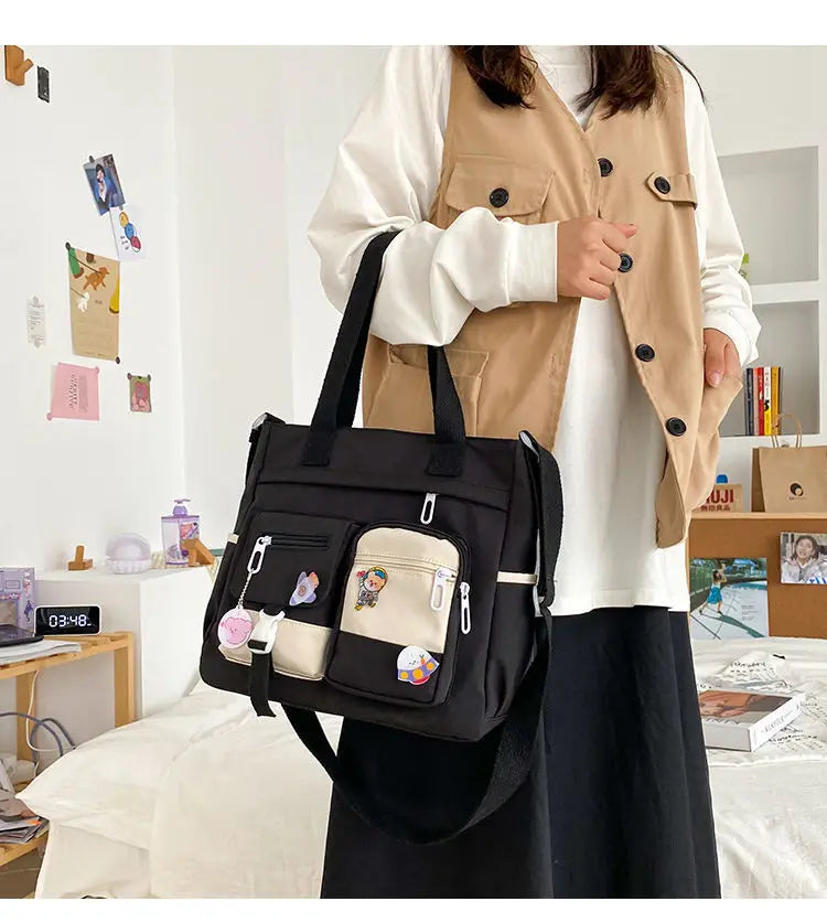 Waterproof Canvas Women Handbags Shoulder Bag Nylon Ladies Messenger Bag Oxford Crossbody Bags Tote Book Bags for Girls Satchels